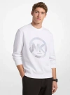 Michael Kors Graphic Logo Cotton Blend Crewneck Sweatshirt In White