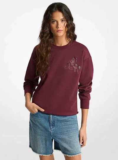 Michael Kors Graphic Logo Cotton Blend Sweatshirt In Burgundy