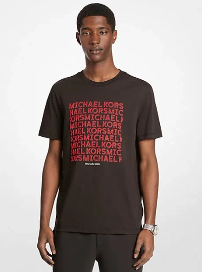 Michael Kors Graphic Logo Cotton T-shirt In Black