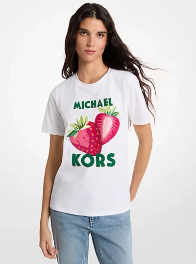 Michael Kors Graphic Logo Cotton T-shirt In White