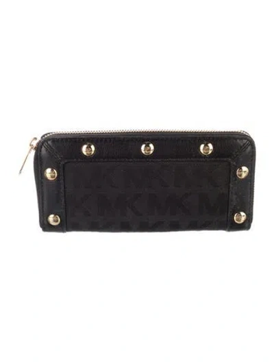 Pre-owned Michael Kors Graphic Print Continental Wallet In Black