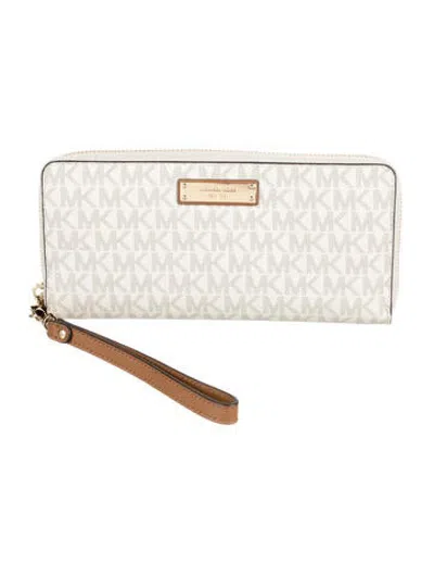 Pre-owned Michael Kors Graphic Print Continental Wallet In Neutrals