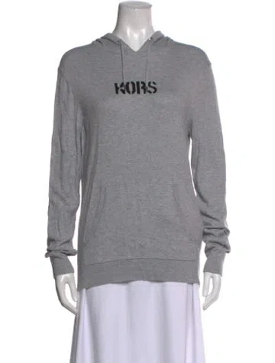 Pre-owned Michael Kors Graphic Print Crew Neck Hoodie In Gray
