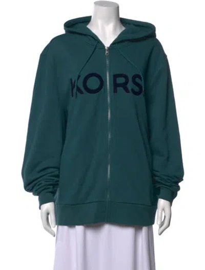 Pre-owned Michael Kors Graphic Print Crew Neck Hoodie In Green