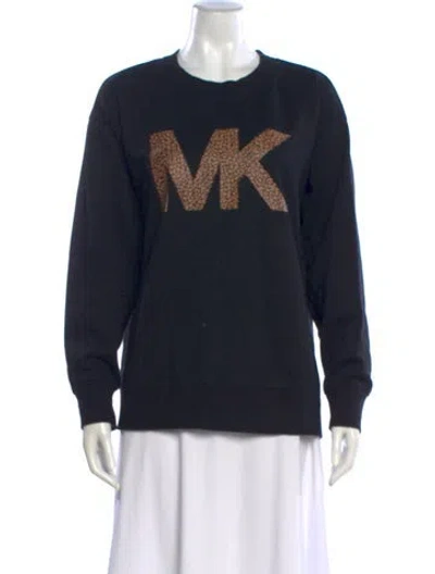 Pre-owned Michael Kors Graphic Print Crew Neck Sweater In Blue