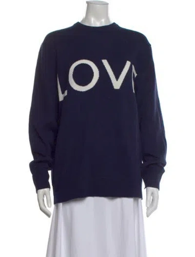 Pre-owned Michael Kors Graphic Print Crew Neck Sweater In Blue