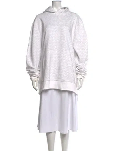 Pre-owned Michael Kors Graphic Print Crew Neck Sweater W/ Tags In White