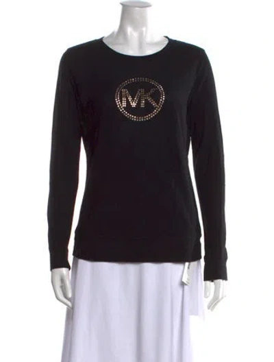 Pre-owned Michael Kors Graphic Print Crew Neck Sweatshirt In Black