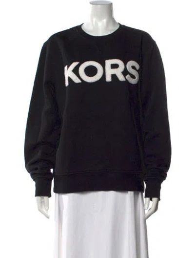Pre-owned Michael Kors Graphic Print Crew Neck Sweatshirt In Black