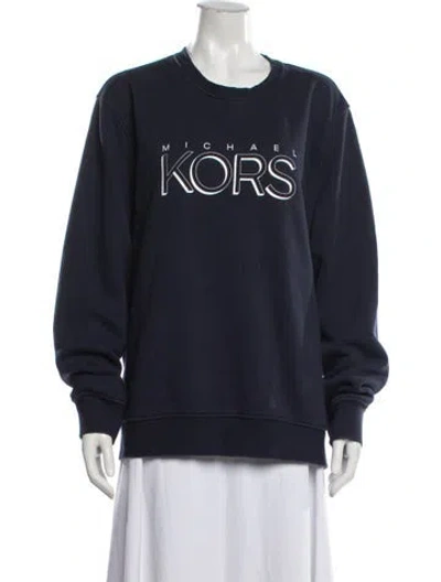 Pre-owned Michael Kors Graphic Print Crew Neck Sweatshirt In Blue