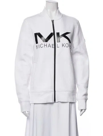 Pre-owned Michael Kors Graphic Print Crew Neck Sweatshirt In White