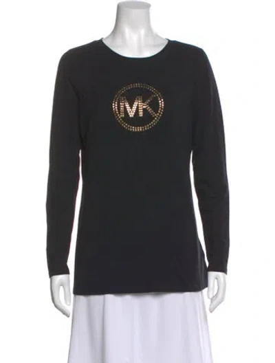 Pre-owned Michael Kors Graphic Print Crew Neck Top In Blue