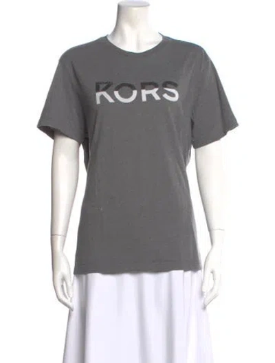 Pre-owned Michael Kors Graphic Print Crew Neck T-shirt In Gray