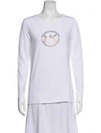 Pre-owned Michael Kors Graphic Print Crew Neck T-shirt In White