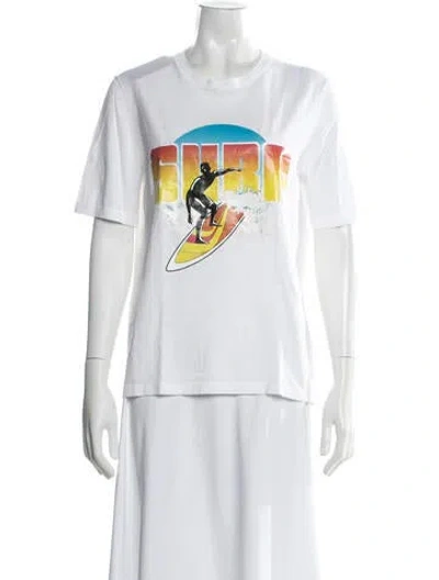 Pre-owned Michael Kors Graphic Print Crew Neck T-shirt In White