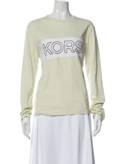 Pre-owned Michael Kors Graphic Print Crew Neck T-shirt In Yellow