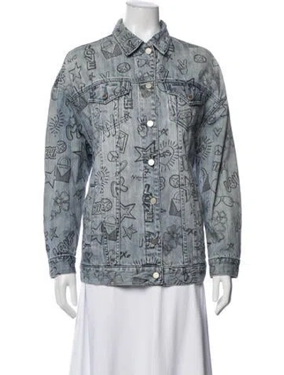 Pre-owned Michael Kors Graphic Print Denim Jacket In Blue