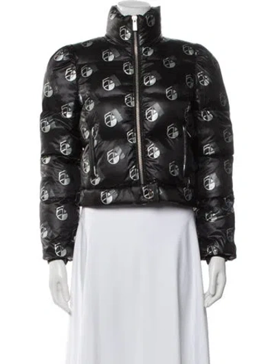 Pre-owned Michael Kors Graphic Print Down Jacket In Black