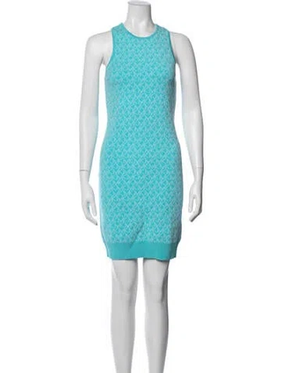 Pre-owned Michael Kors Graphic Print Mini Dress In Blue