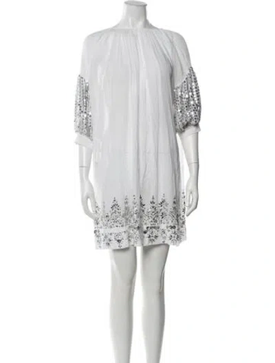 Pre-owned Michael Kors Graphic Print Mini Dress In White