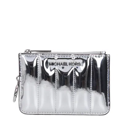 Michael Kors Gray Leather Wallets In Metallic