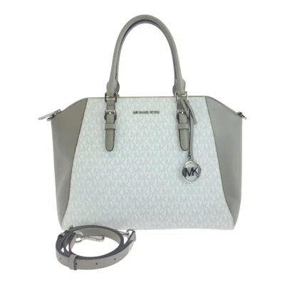 Pre-owned Michael Kors Gray White Pvc Shoulder Bag Tote Bag () In Multi
