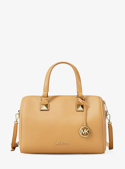 Michael Kors Grayson Medium Pebbled Leather Duffel Bag In Yellow