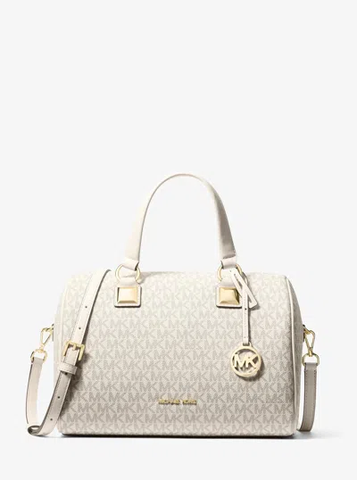 Michael Kors Grayson Medium Signature Logo Duffel Bag In Brown