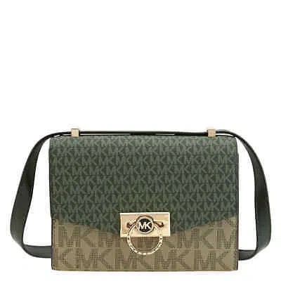 Pre-owned Michael Kors Green Ladies Hendrix Extra-small Two-tone Logo Convertible