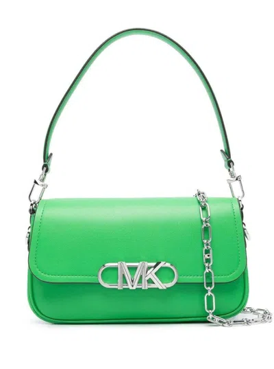 Michael Kors Green Parker Medium Shoulder Bag In Leather Woman