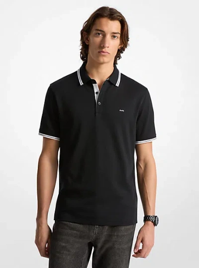 Michael Kors Greenwich Cotton Polo Shirt In Black
