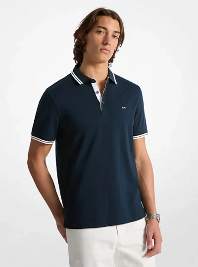 Michael Kors Greenwich Cotton Polo Shirt In Blue