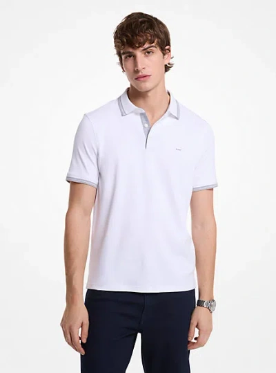 Michael Kors Greenwich Cotton Polo Shirt In White