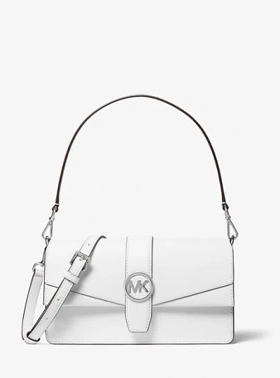 Michael Kors Greenwich Medium Saffiano Leather Convertible Shoulder Bag In White