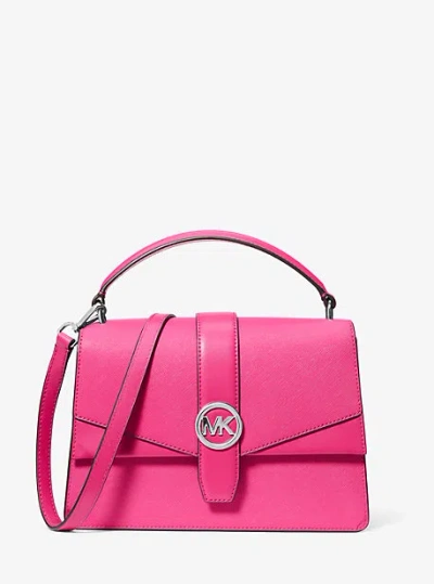 Michael Kors Greenwich Medium Saffiano Leather Satchel In Pink