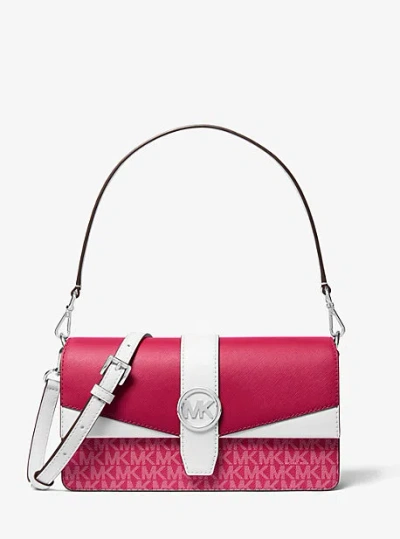Michael Kors Greenwich Medium Signature Logo Convertible Shoulder Bag In Red