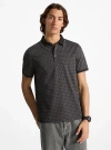 Michael Kors Greenwich Signature Logo Print Cotton Polo Shirt In Black