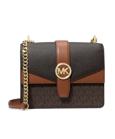 Michael Kors Greenwich Small Color-block Signature Logo Crossbody Bag In Brownmulti