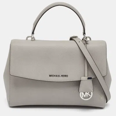Pre-owned Michael Kors Grey Leather Medium Ava Top Handle Bag