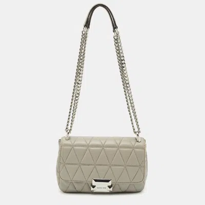 Pre-owned Michael Kors Grey Leather Small Sloan Crossbody Bag In Gray
