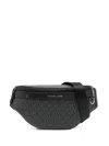 Michael Kors Monogram Pattern Belt Bag With Adjustable Strap In Black