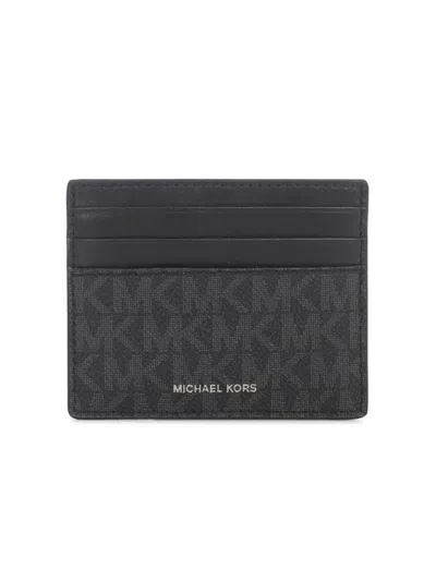 Michael Kors Greyson Logo Detailed Cardholder In Black