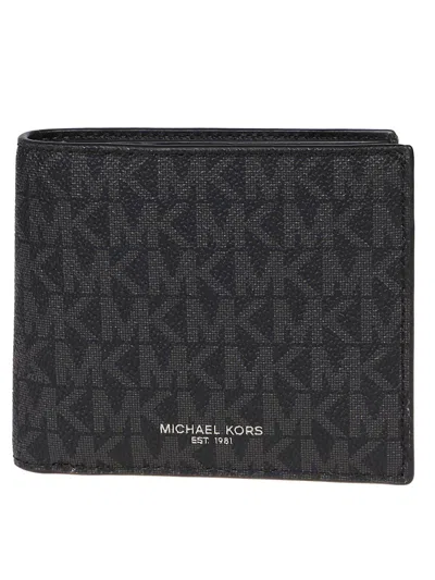 Michael Kors Greyson Logo Slim Billfold Wallet In Black