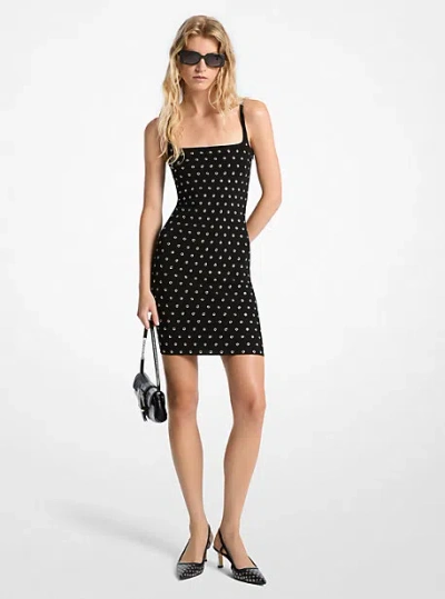 Michael Kors Grommet-embellished Stretch Viscose Blend Dress In Black
