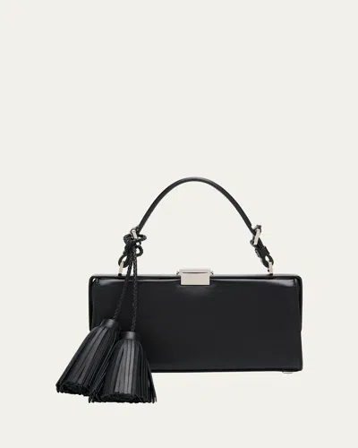 Michael Kors Gwyneth Frame Tassel Leather Top-handle Bag In Black