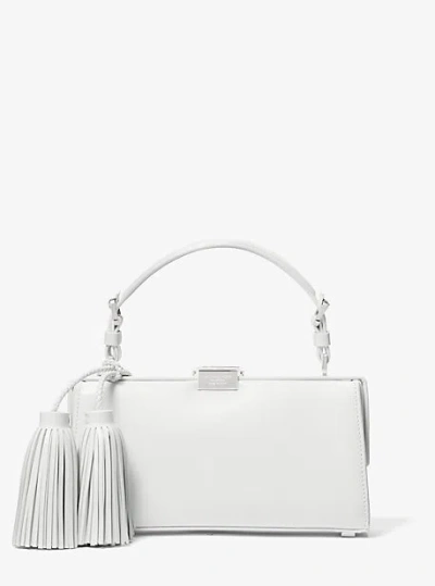 Michael Kors Gwyneth Leather Tassel Shoulder Bag In White
