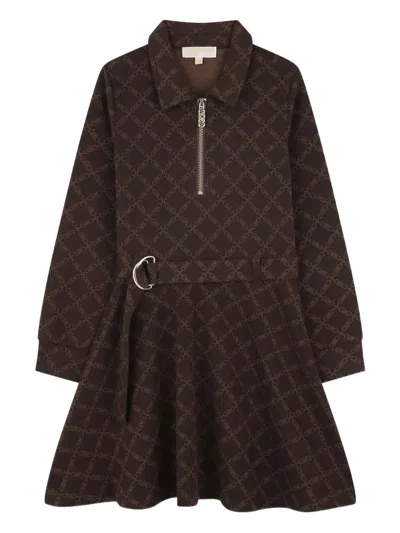 Michael Kors Kids' Half-zip Dress In Brown