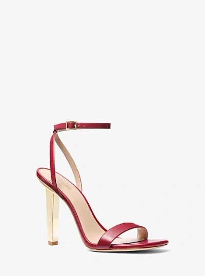 Michael Kors Halle Leather Sandal In Red