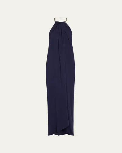 Michael Kors Halter Necklace Dress In Maritime