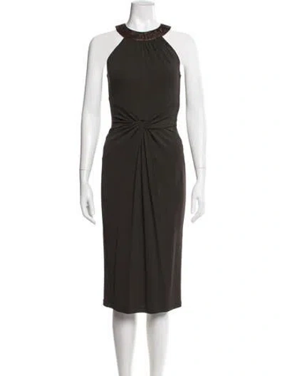 Pre-owned Michael Kors Halterneck Knee-length Dress In Brown